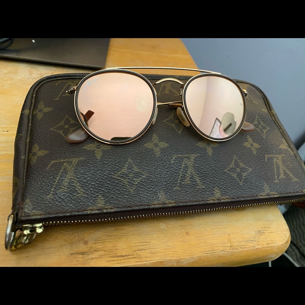 Ray ban rose gold round sunglasses